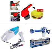 Pack of 8 in 1 Jet Water Cannon + Heavy Duty 12V Car Vacuum Cleaner + Coido Car Polisher with Wax Polish